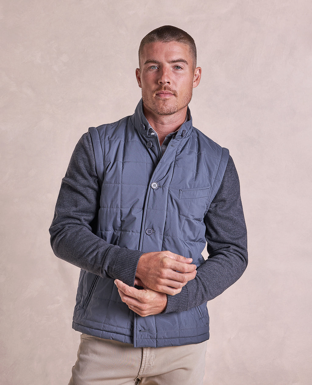 The Rhett - Nylon Vest w/Removable Knit Sleeves - Charcoal